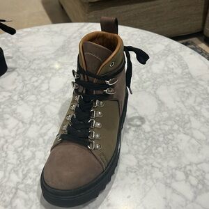 Chloe.  Tri-Color Lug Sole Hiking Boots.  38